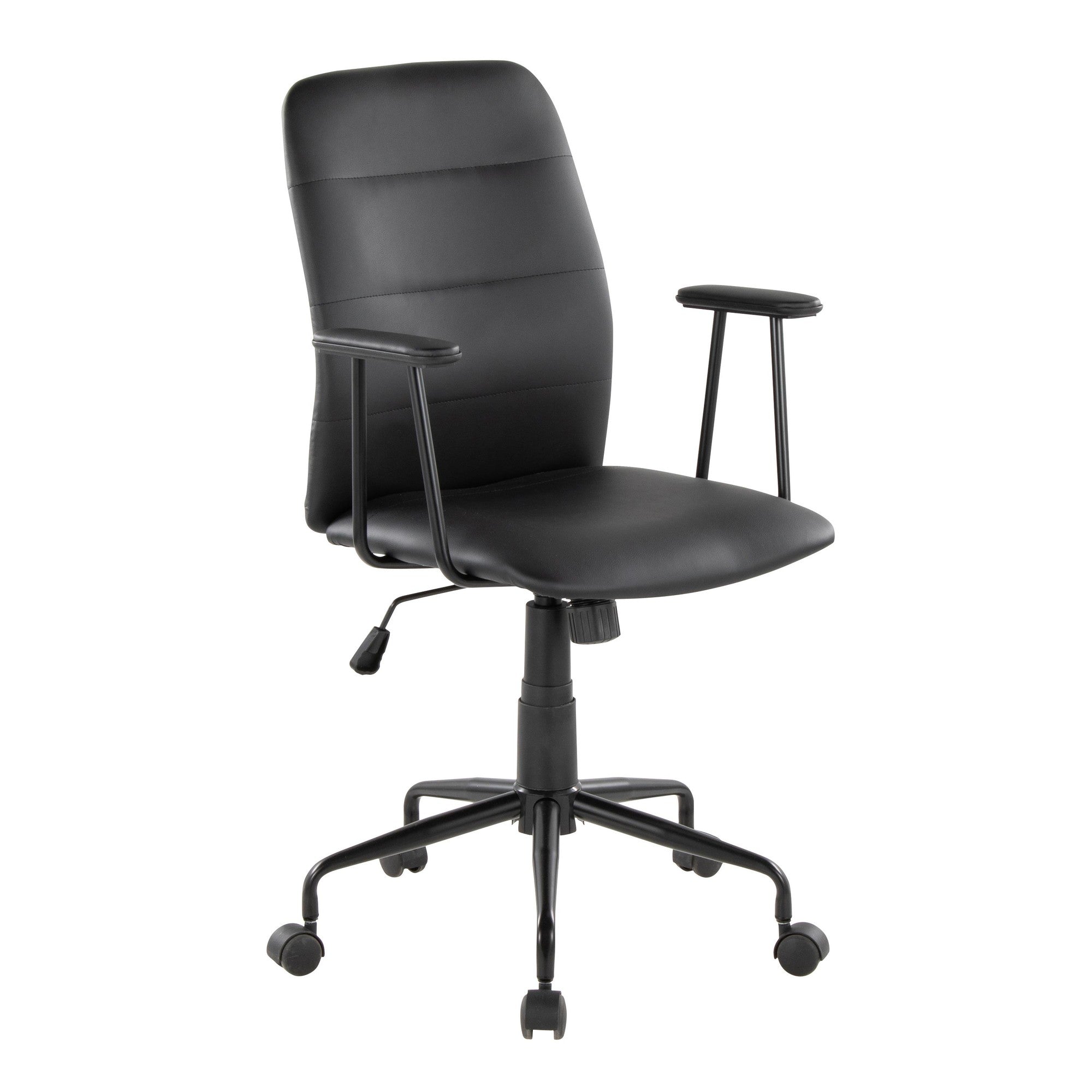 Fredrick Office Chair - Black Metal, Black PU