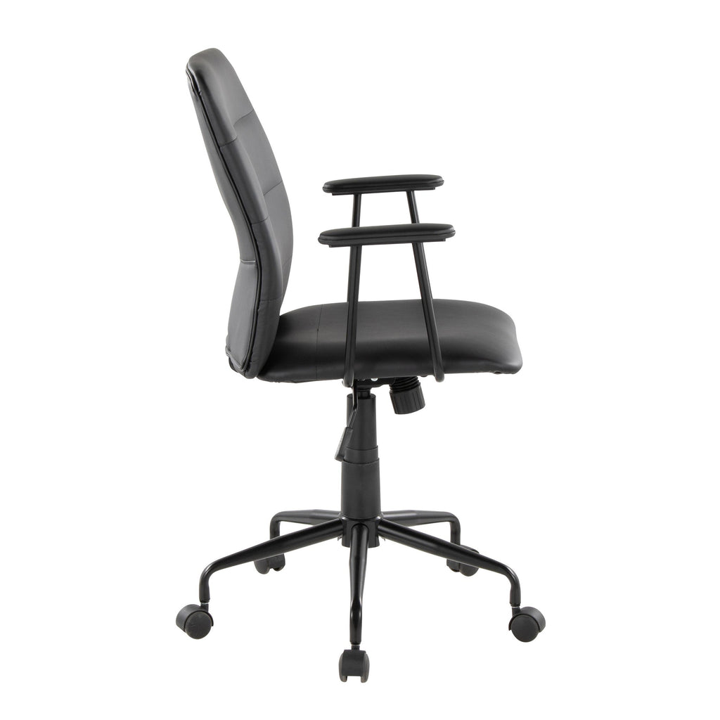 Fredrick Office Chair - Black Metal, Black PU