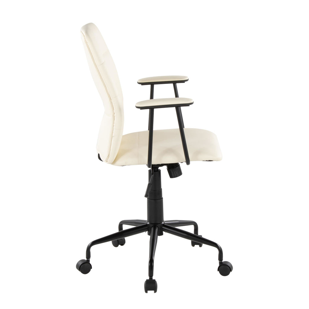 Fredrick Office Chair - Black Metal, Cream PU
