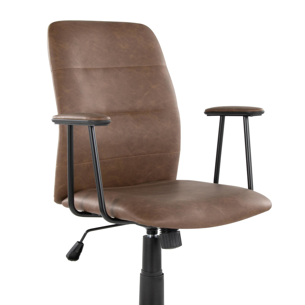 Fredrick Office Chair - Black Metal, Espresso PU