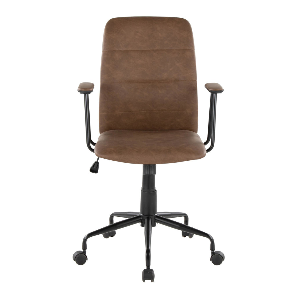 Fredrick Office Chair - Black Metal, Espresso PU