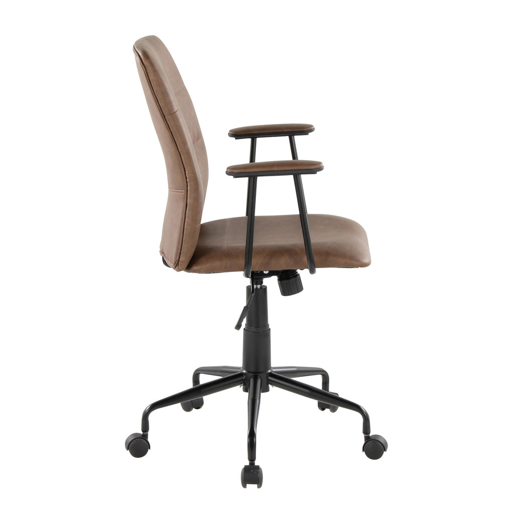Fredrick Office Chair - Black Metal, Espresso PU