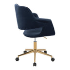 Vintage Flair Office Chair - Gold Metal, Blue Velvet