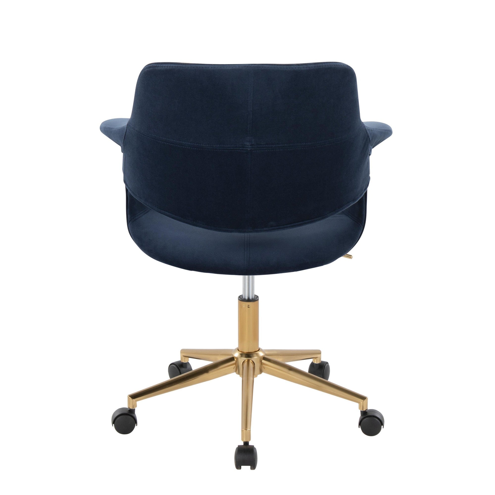 Vintage Flair Office Chair - Gold Metal, Blue Velvet
