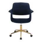 Vintage Flair Office Chair - Gold Metal, Blue Velvet