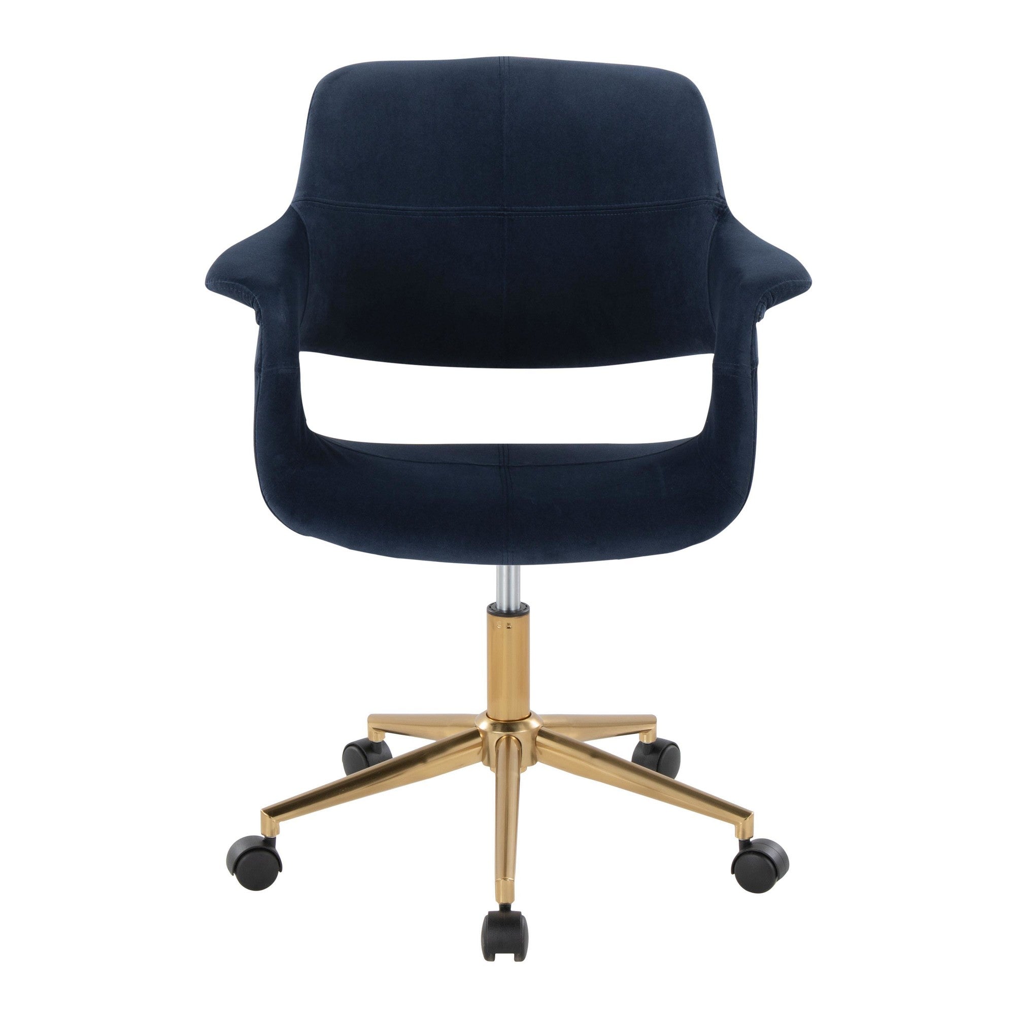 Vintage Flair Office Chair - Gold Metal, Blue Velvet