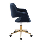 Vintage Flair Office Chair - Gold Metal, Blue Velvet