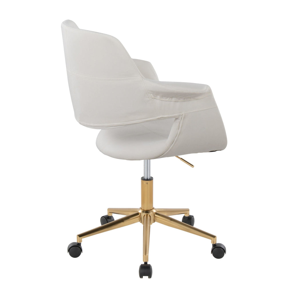 Vintage Flair Office Chair - Gold Metal, Cream Velvet