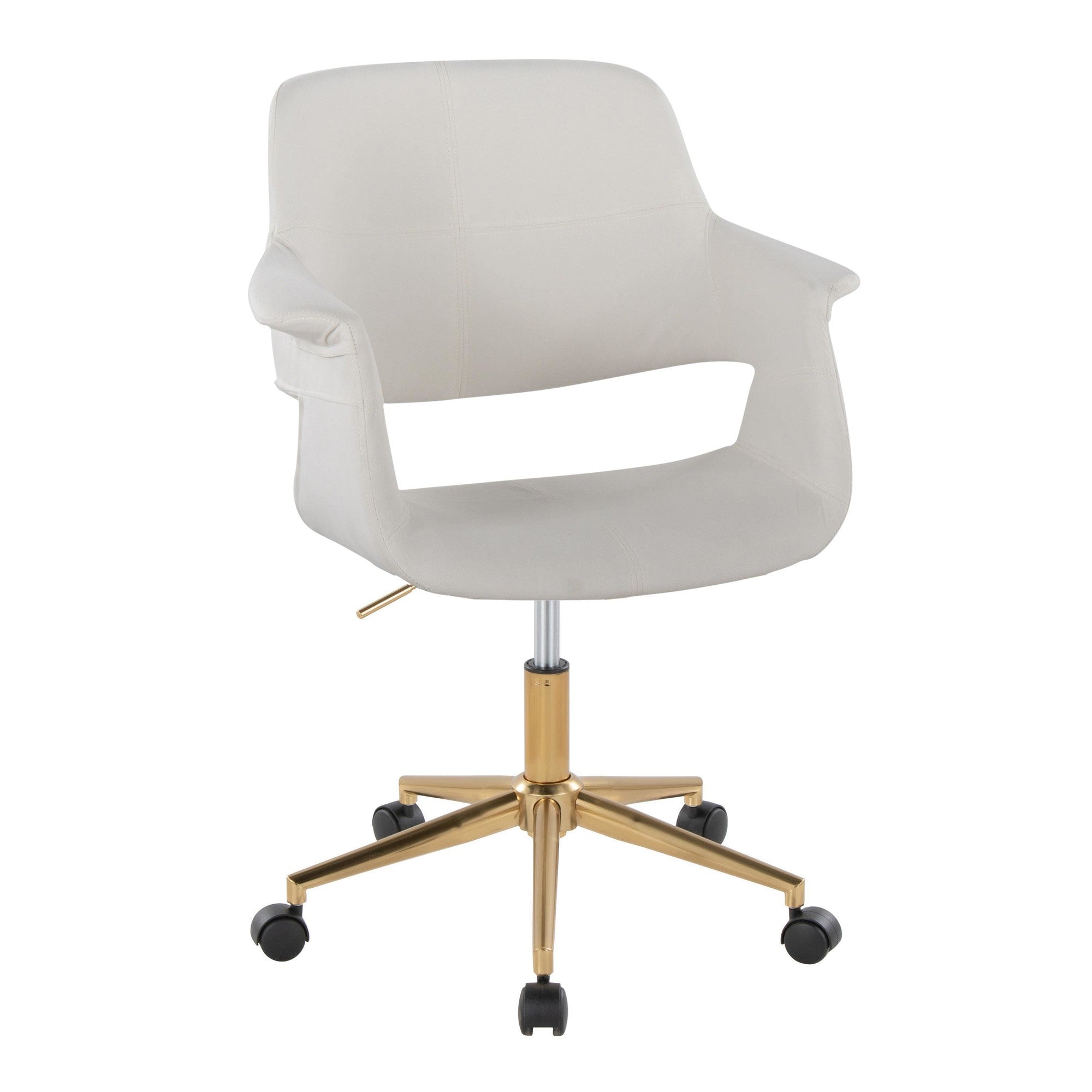 Vintage Flair Office Chair - Gold Metal, Cream Velvet