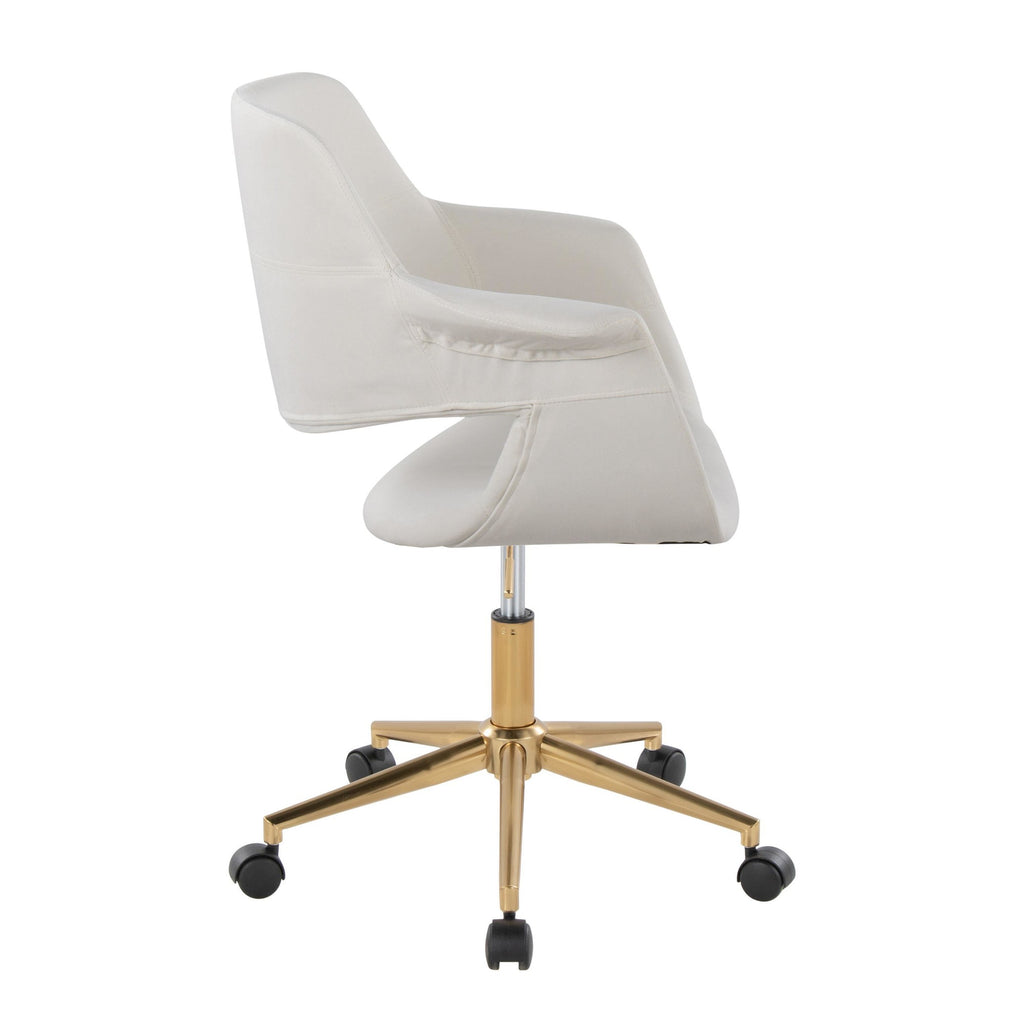 Vintage Flair Office Chair - Gold Metal, Cream Velvet