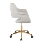Vintage Flair Office Chair - Gold Metal, Cream Velvet
