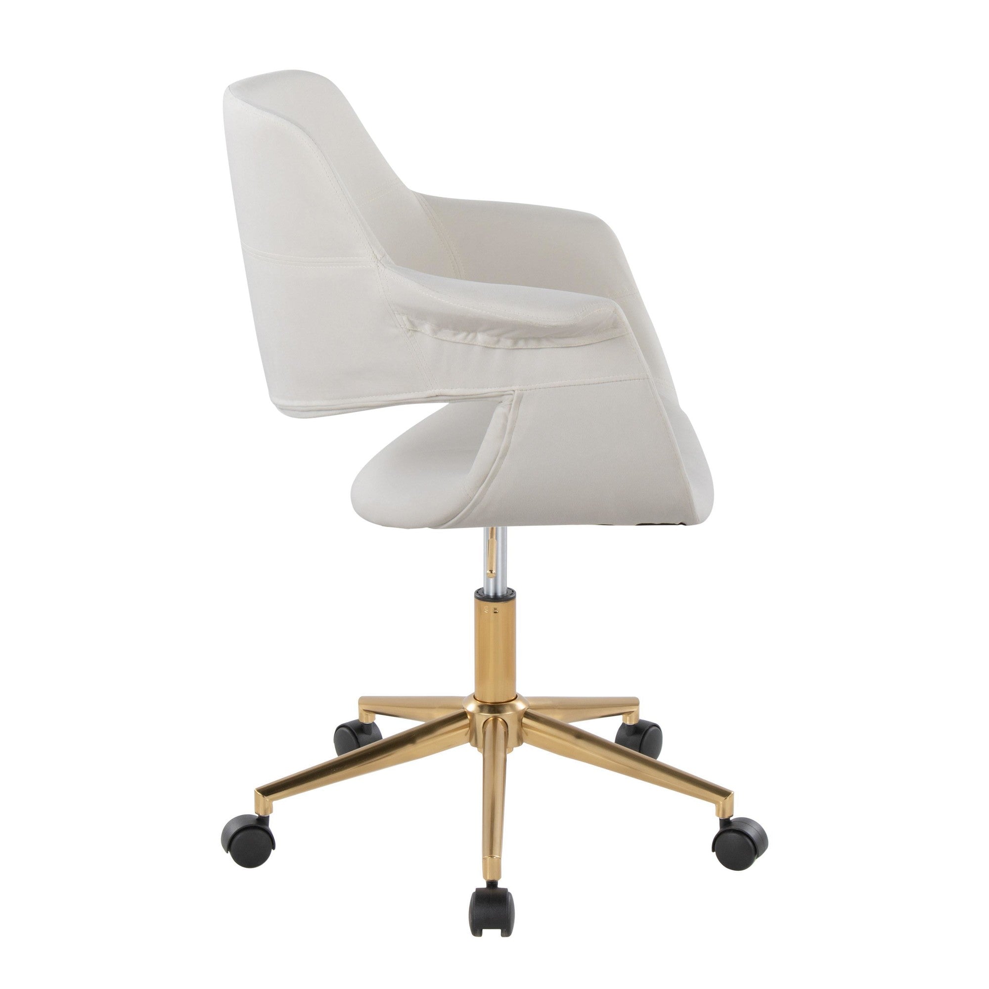 Vintage Flair Office Chair - Gold Metal, Cream Velvet