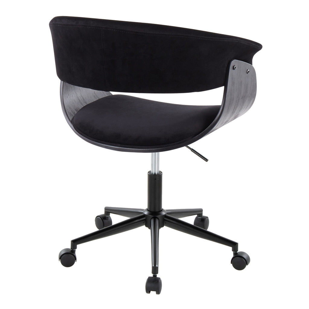 Vintage Mod Office Chair - Black Metal, Black Wood, Black Velvet