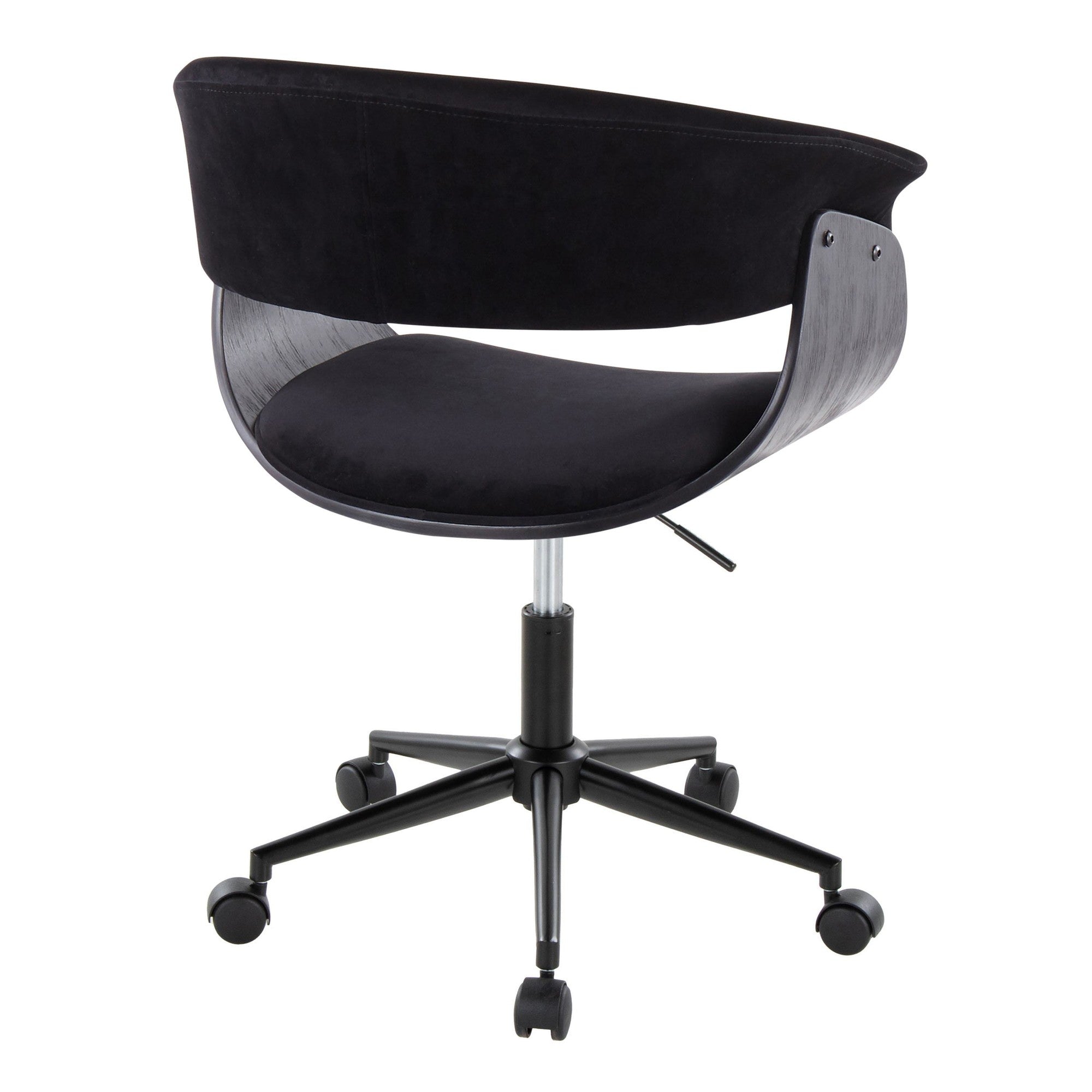 Vintage Mod Office Chair - Black Metal, Black Wood, Black Velvet
