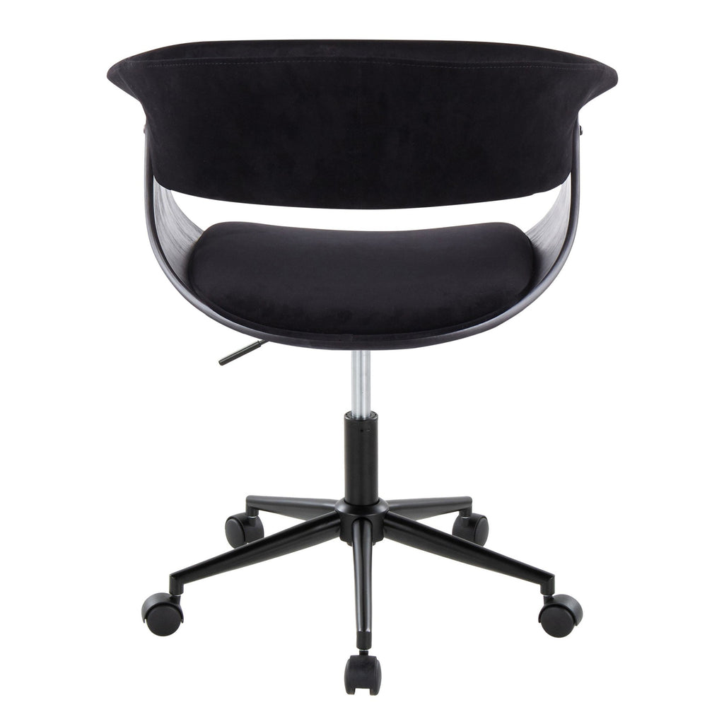Vintage Mod Office Chair - Black Metal, Black Wood, Black Velvet