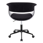 Vintage Mod Office Chair - Black Metal, Black Wood, Black Velvet