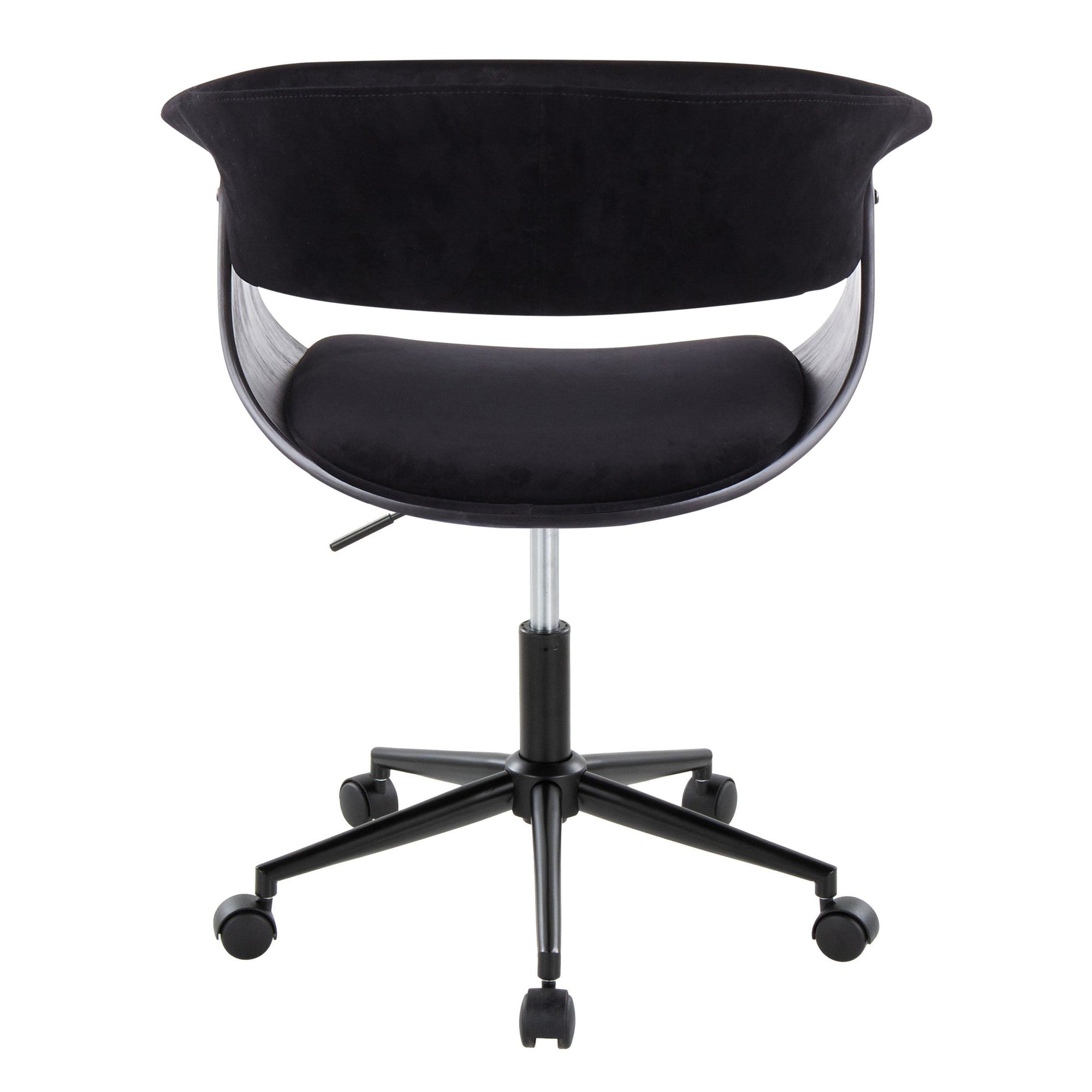 Vintage Mod Office Chair - Black Metal, Black Wood, Black Velvet
