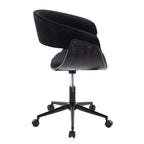 Vintage Mod Office Chair - Black Metal, Black Wood, Black Velvet