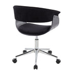 Vintage Mod Office Chair - Chrome Metal, Black Wood, Black Velvet