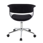 Vintage Mod Office Chair - Chrome Metal, Black Wood, Black Velvet