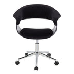 Vintage Mod Office Chair - Chrome Metal, Black Wood, Black Velvet