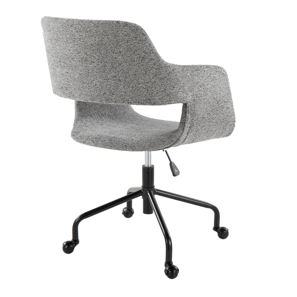 Margarite Adjustable Office Chair - Black Metal, Grey Fabric