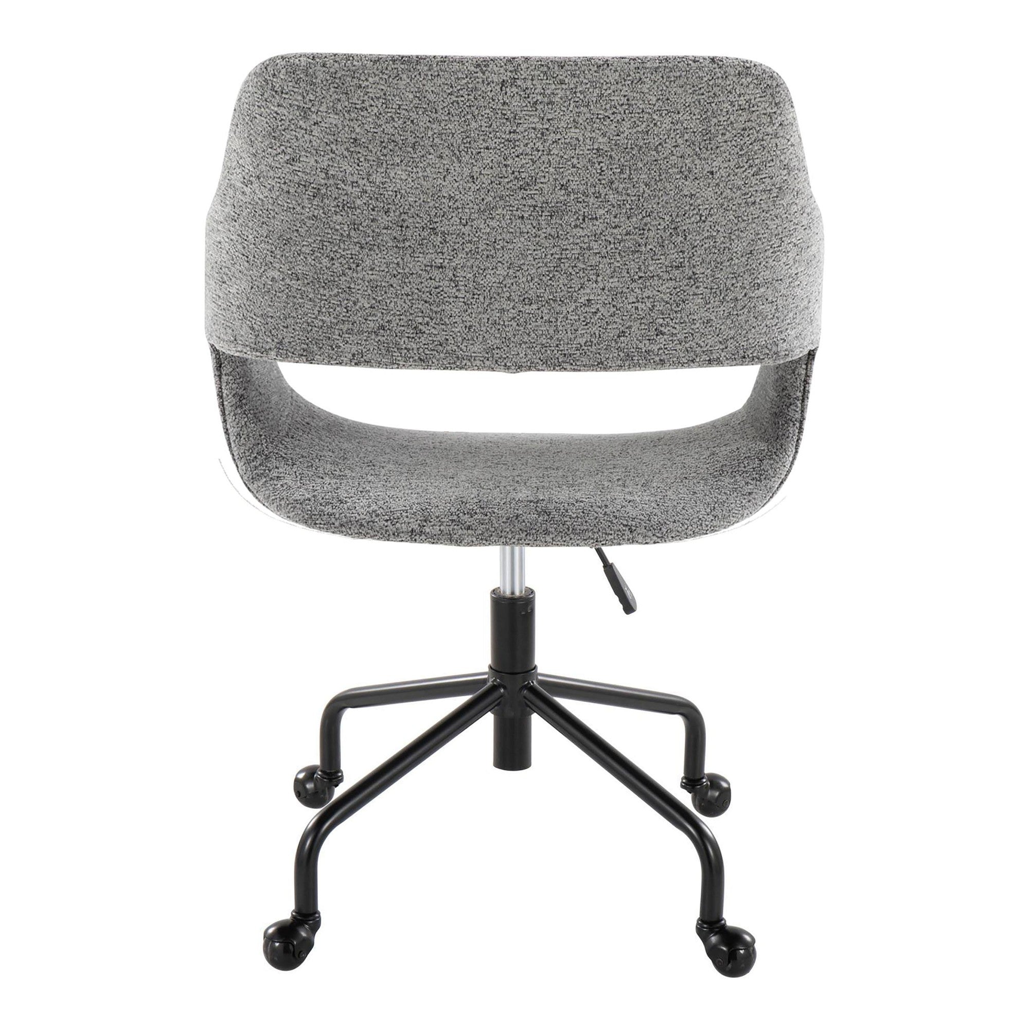 Margarite Adjustable Office Chair - Black Metal, Grey Fabric