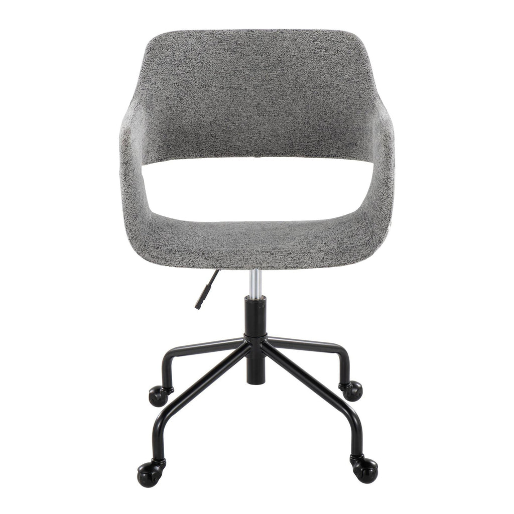 Margarite Adjustable Office Chair - Black Metal, Grey Fabric