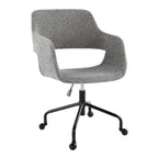 Margarite Adjustable Office Chair - Black Metal, Grey Fabric