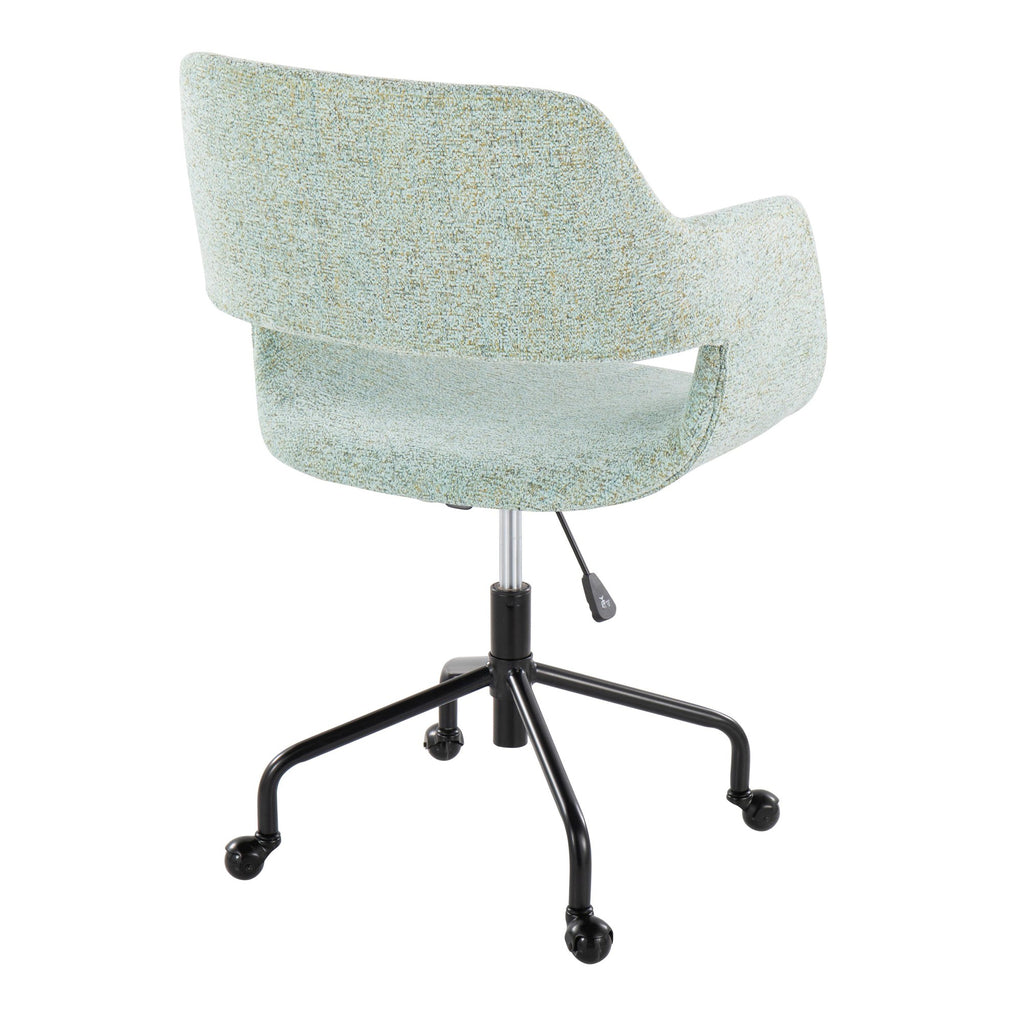 Margarite Adjustable Office Chair - Black Metal, Light Green Fabric