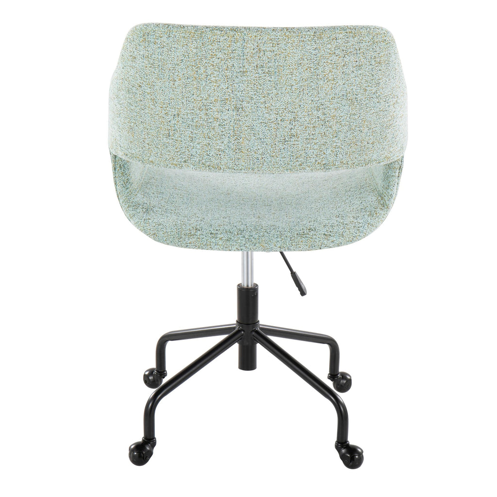 Margarite Adjustable Office Chair - Black Metal, Light Green Fabric