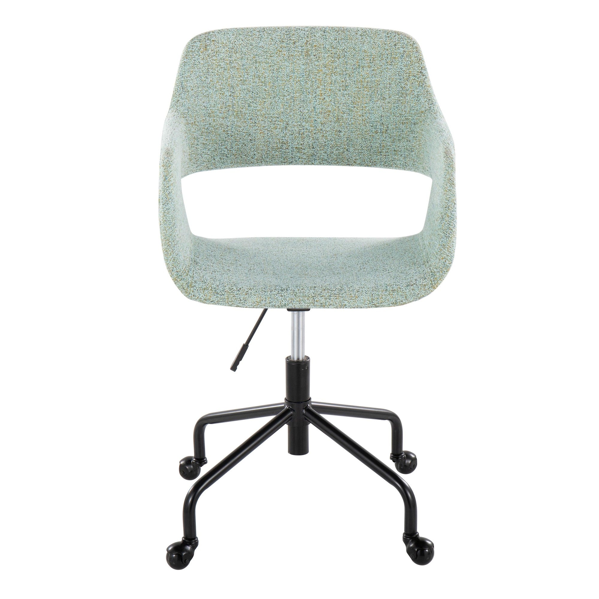 Margarite Adjustable Office Chair - Black Metal, Light Green Fabric