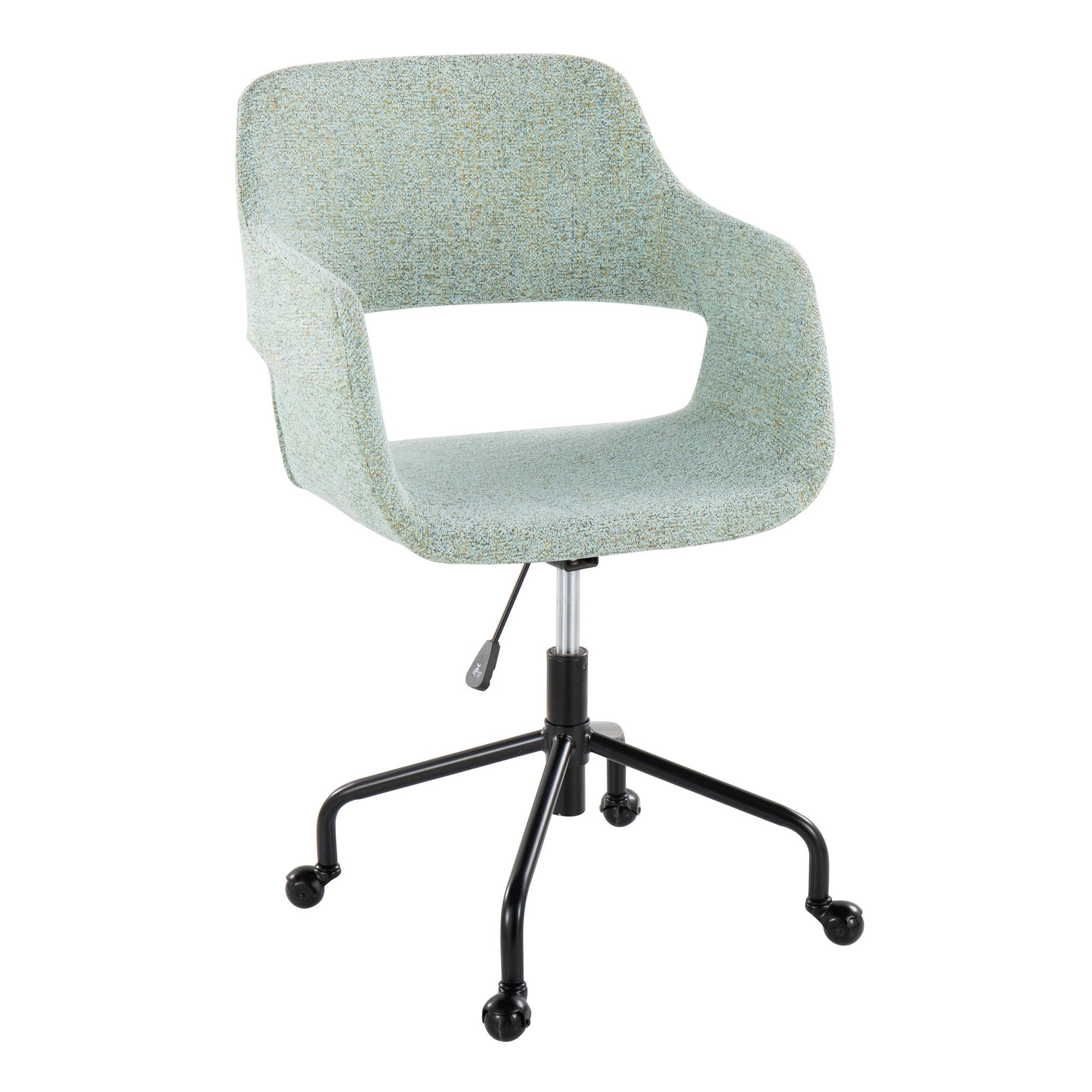 Margarite Adjustable Office Chair - Black Metal, Light Green Fabric