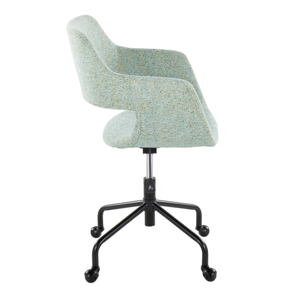Margarite Adjustable Office Chair - Black Metal, Light Green Fabric