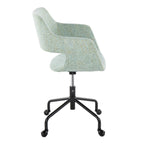 Margarite Adjustable Office Chair - Black Metal, Light Green Fabric