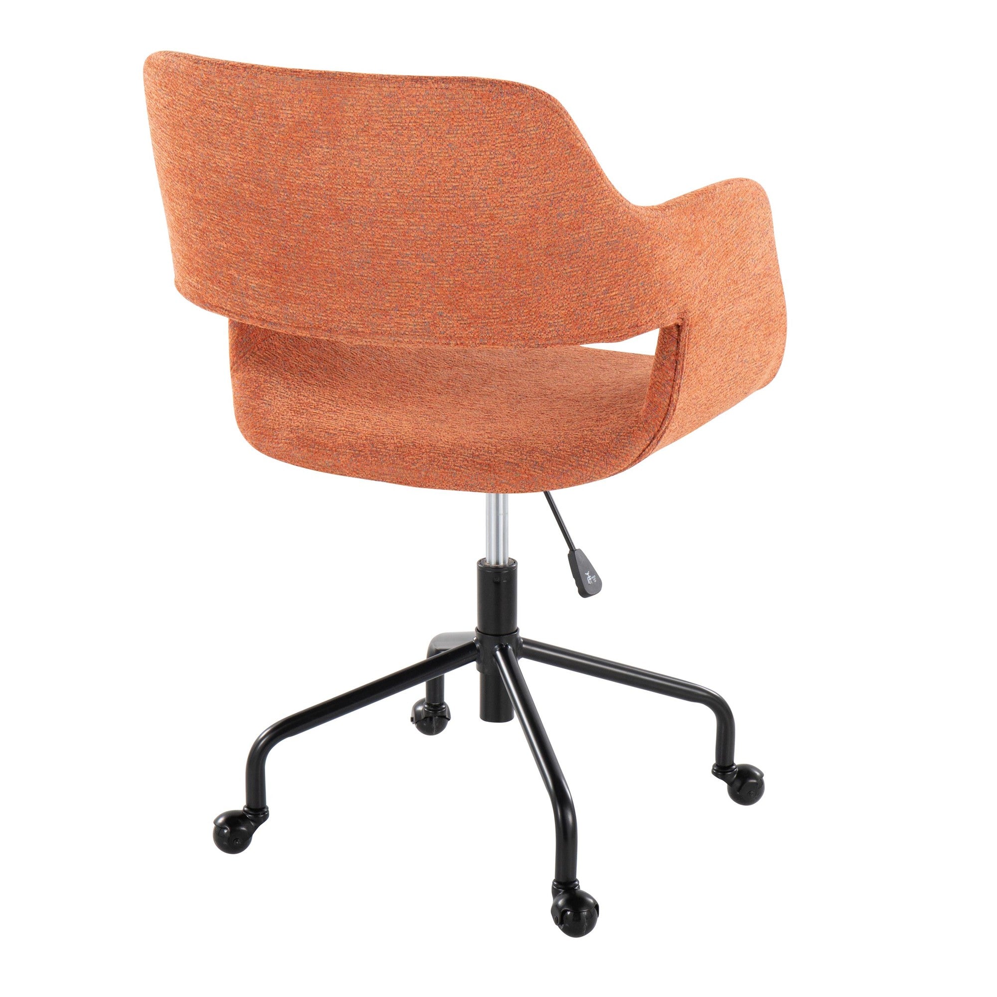 Margarite Adjustable Office Chair - Black Metal, Orange Fabric
