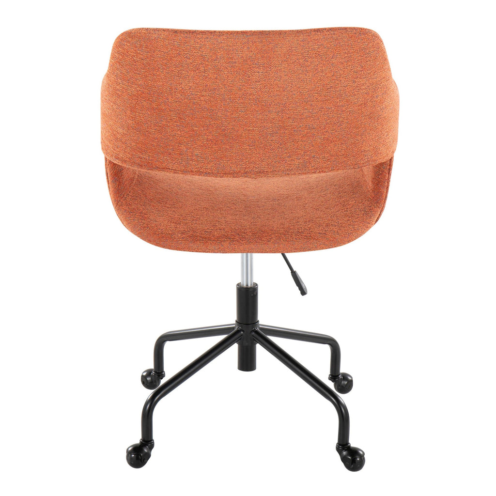 Margarite Adjustable Office Chair - Black Metal, Orange Fabric