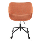 Margarite Adjustable Office Chair - Black Metal, Orange Fabric