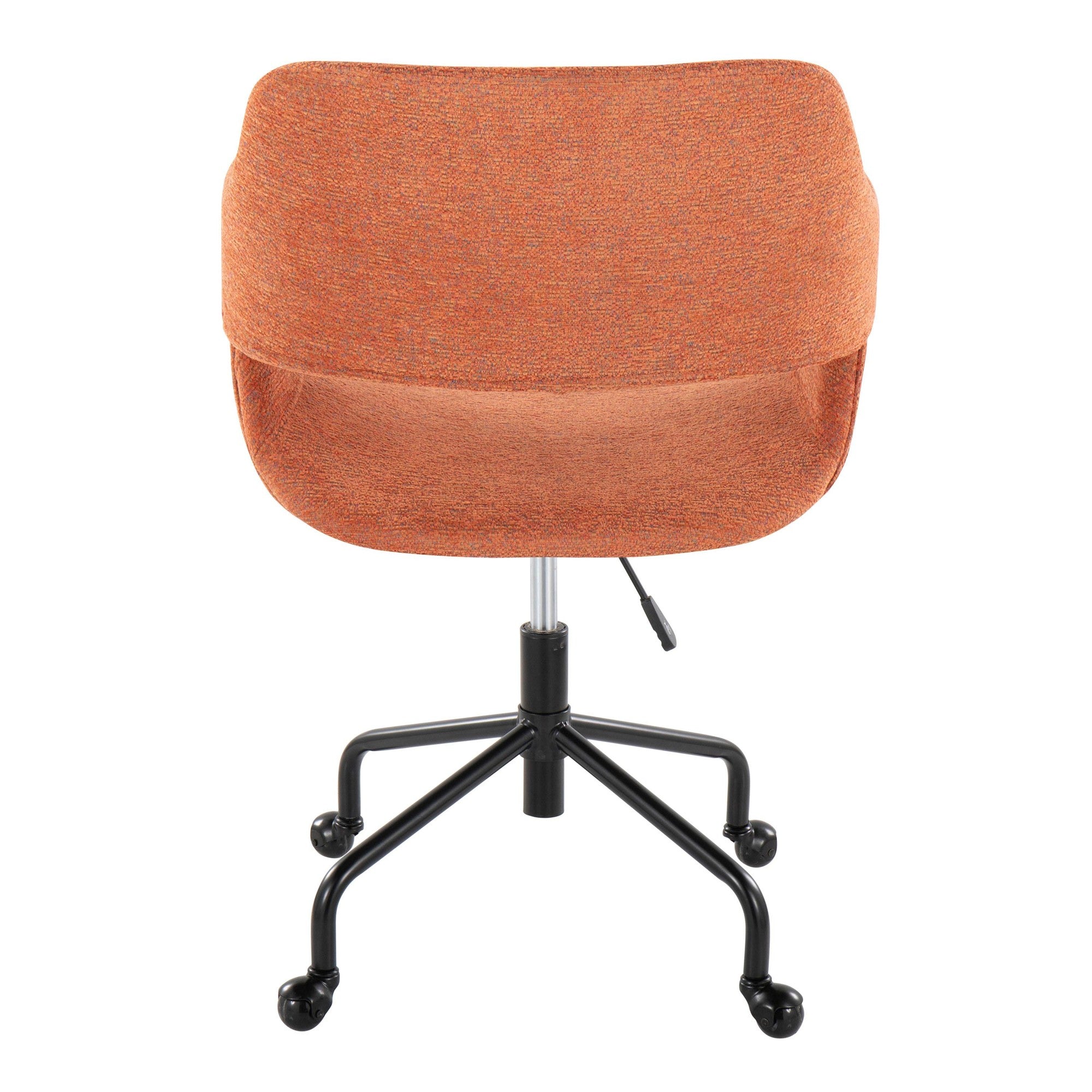 Margarite Adjustable Office Chair - Black Metal, Orange Fabric