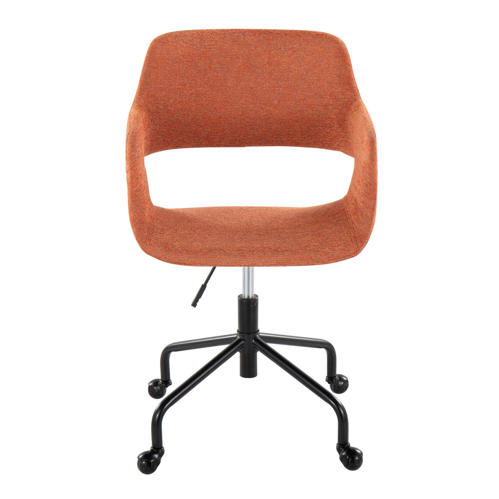 Margarite Adjustable Office Chair - Black Metal, Orange Fabric