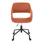 Margarite Adjustable Office Chair - Black Metal, Orange Fabric