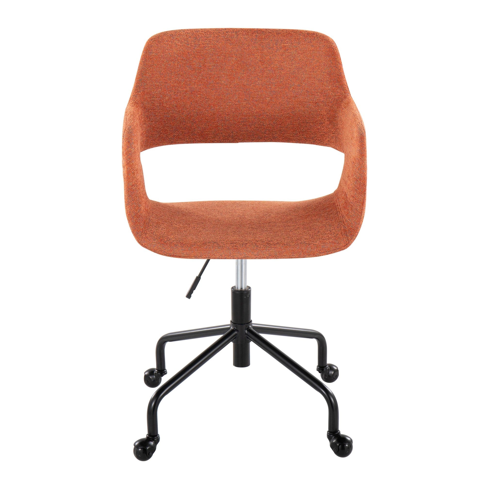 Margarite Adjustable Office Chair - Black Metal, Orange Fabric
