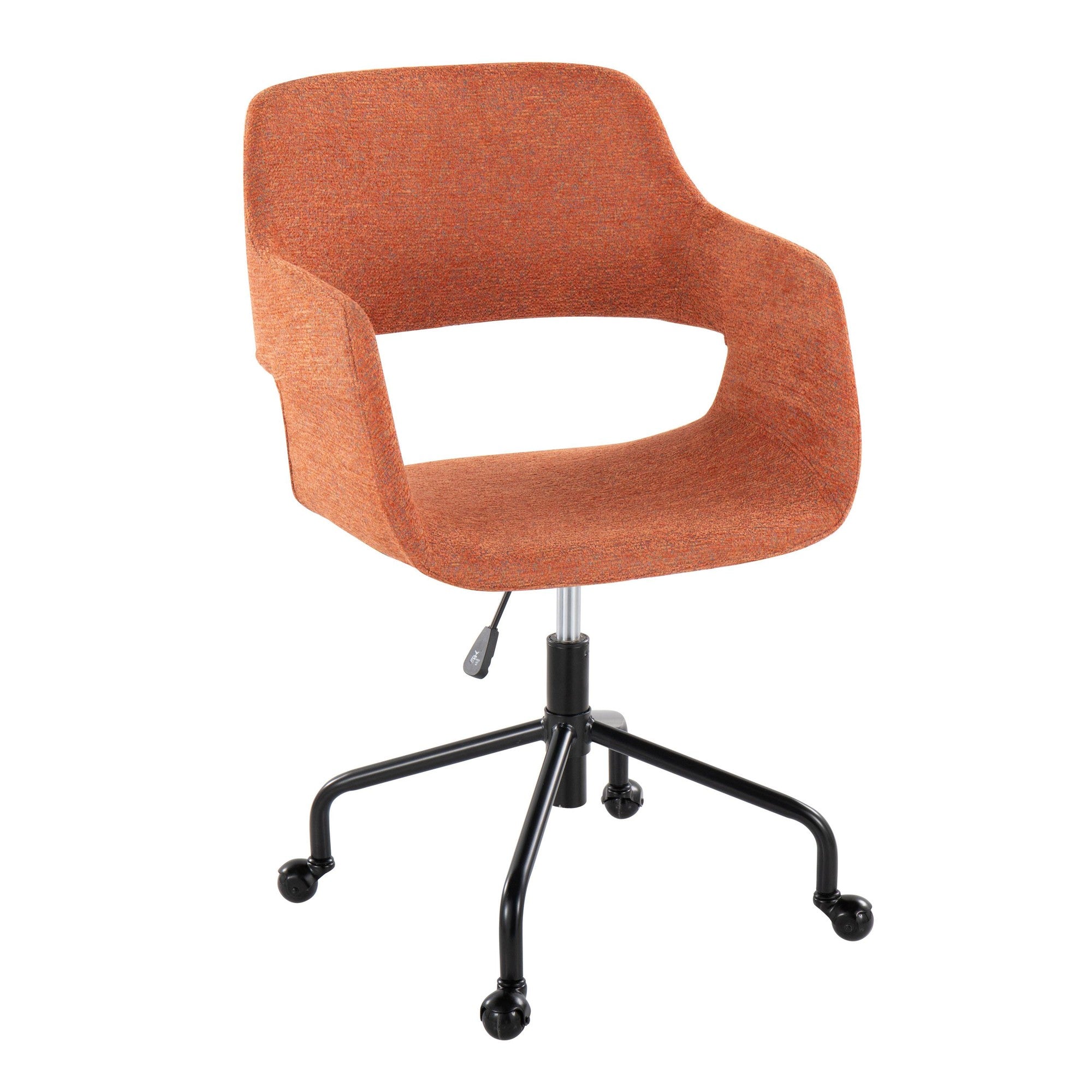 Margarite Adjustable Office Chair - Black Metal, Orange Fabric