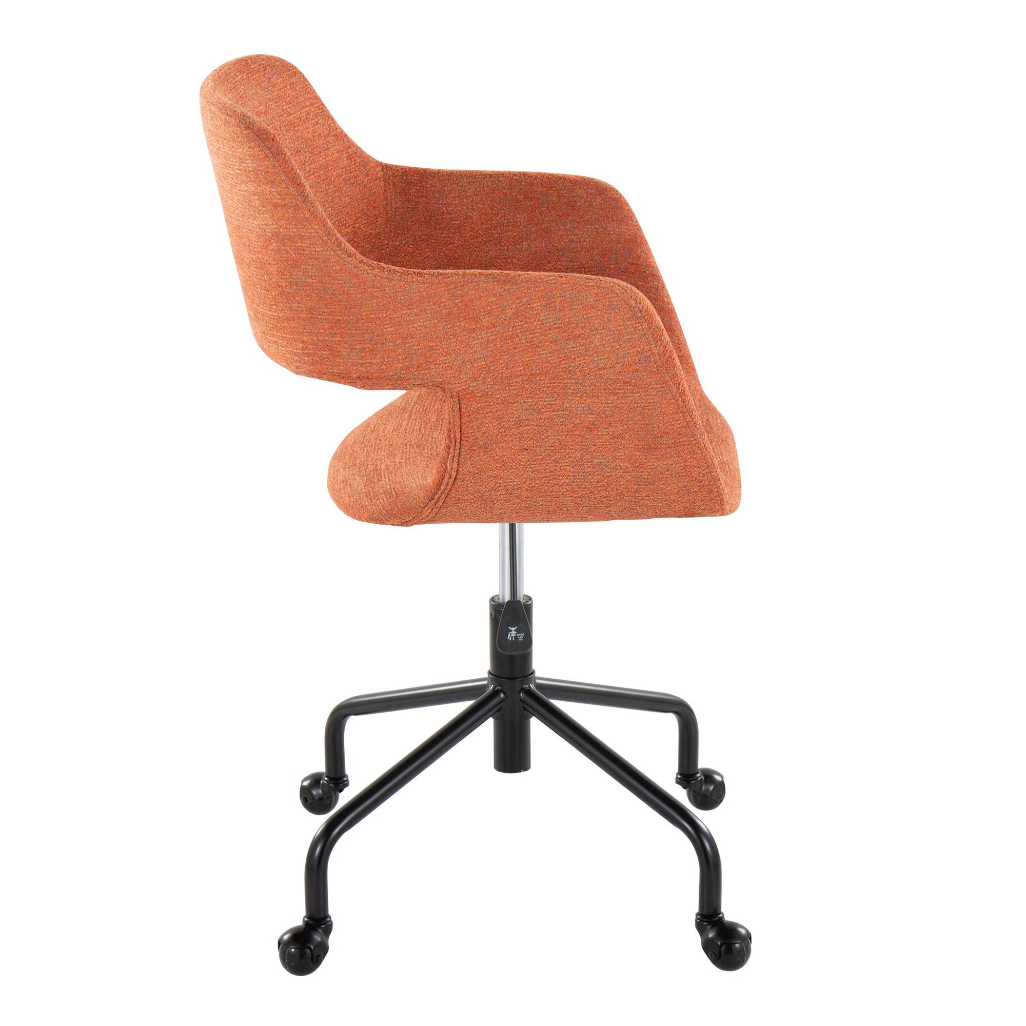Margarite Adjustable Office Chair - Black Metal, Orange Fabric