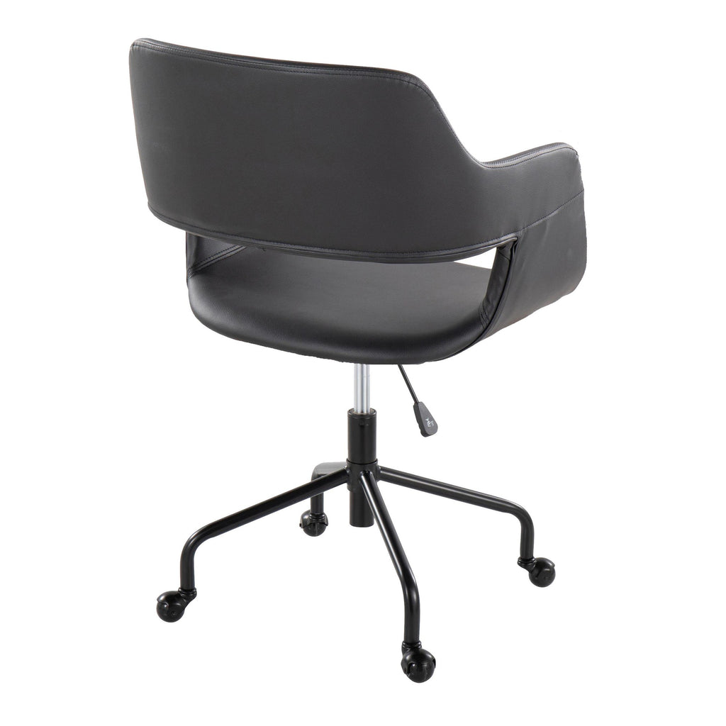 Margarite Adjustable Office Chair - Black Metal, Black PU
