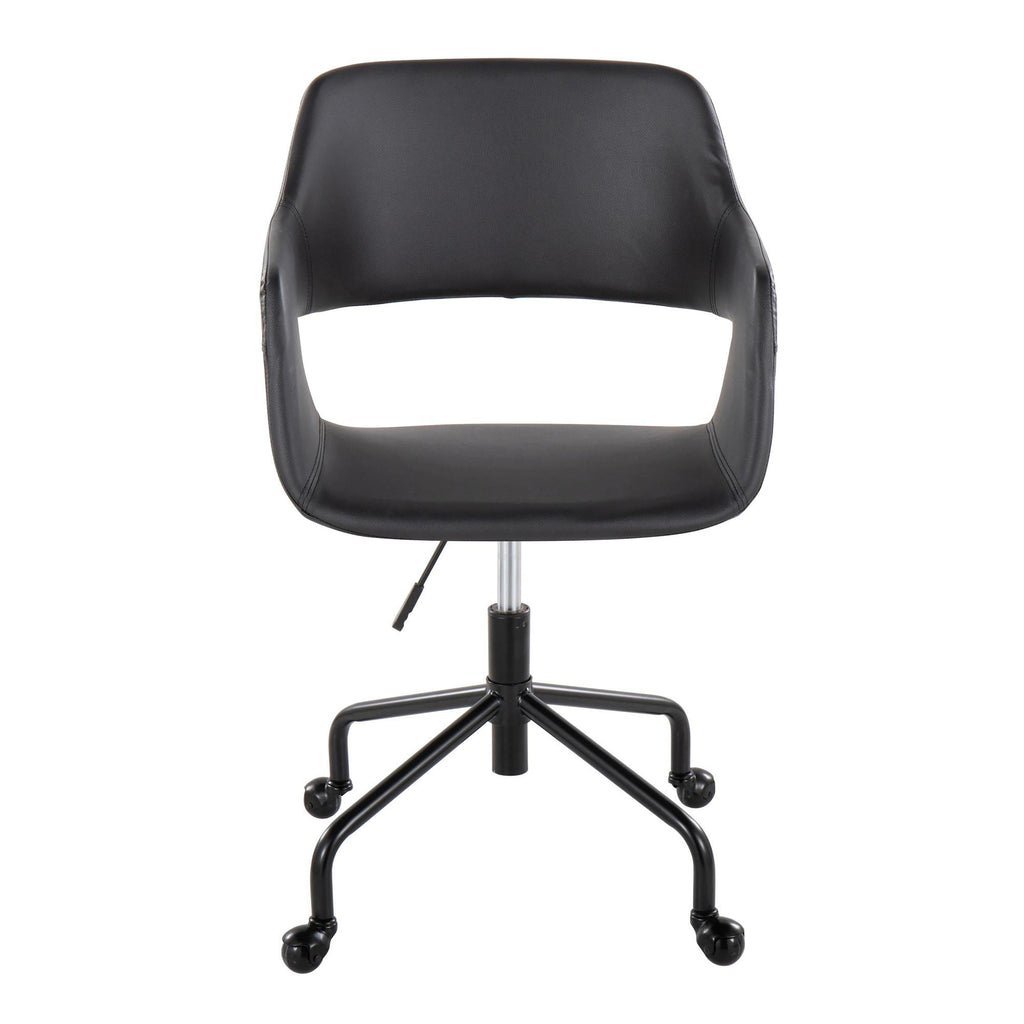 Margarite Adjustable Office Chair - Black Metal, Black PU