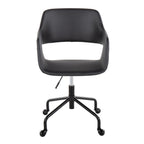 Margarite Adjustable Office Chair - Black Metal, Black PU