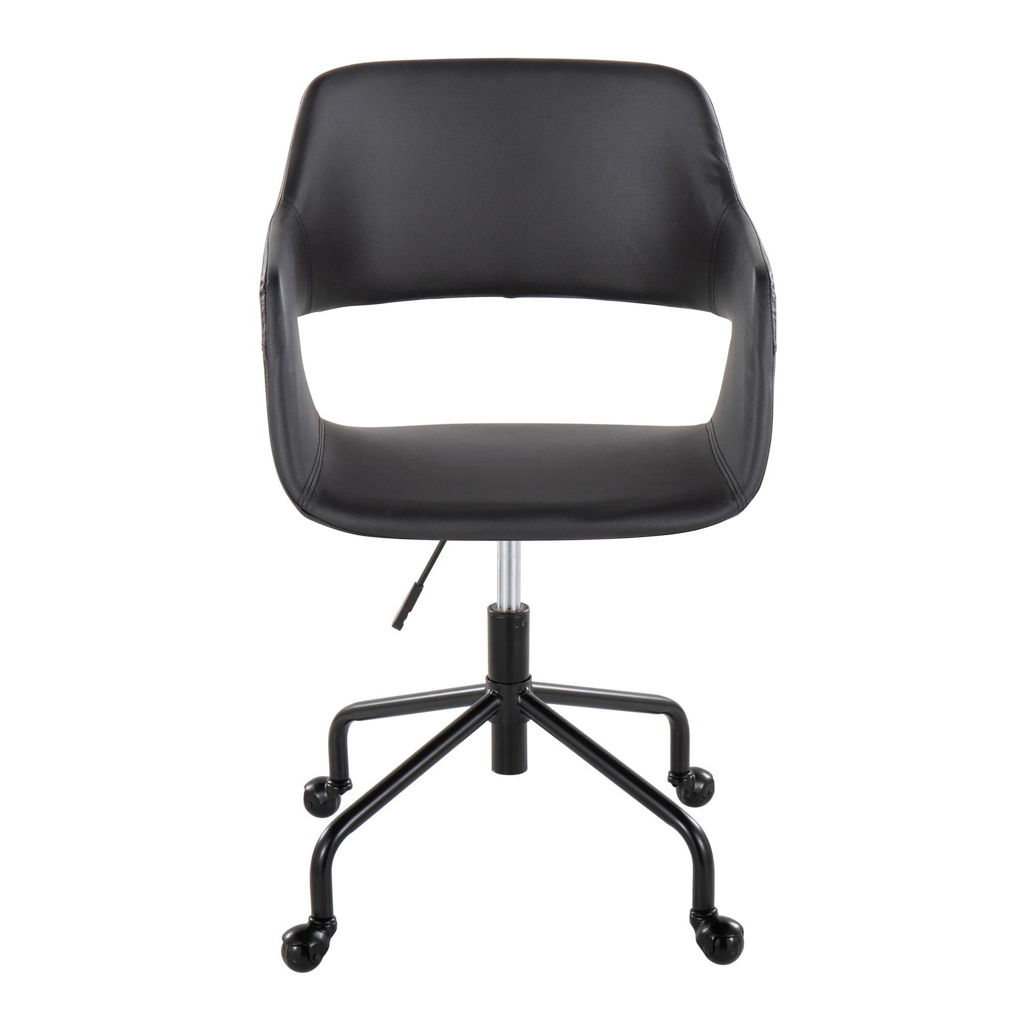 Margarite Adjustable Office Chair - Black Metal, Black PU