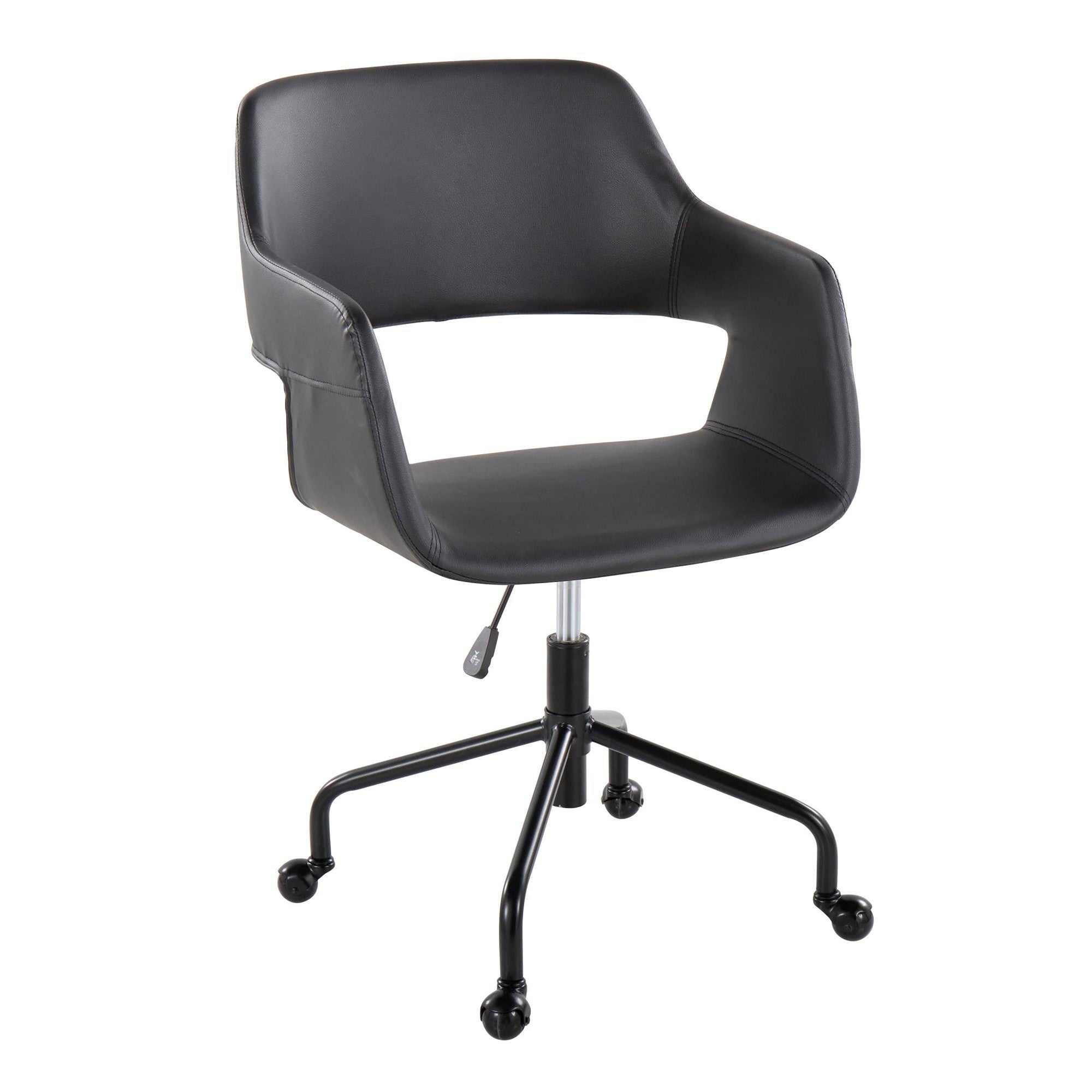Margarite Adjustable Office Chair - Black Metal, Black PU
