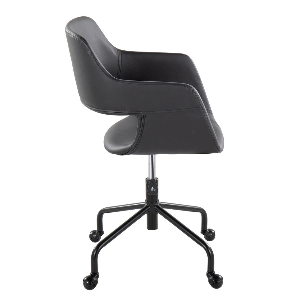 Margarite Adjustable Office Chair - Black Metal, Black PU